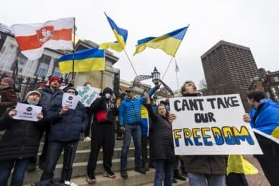 Local Ukrainians decry Russian invasion of their homeland as attack on democracy