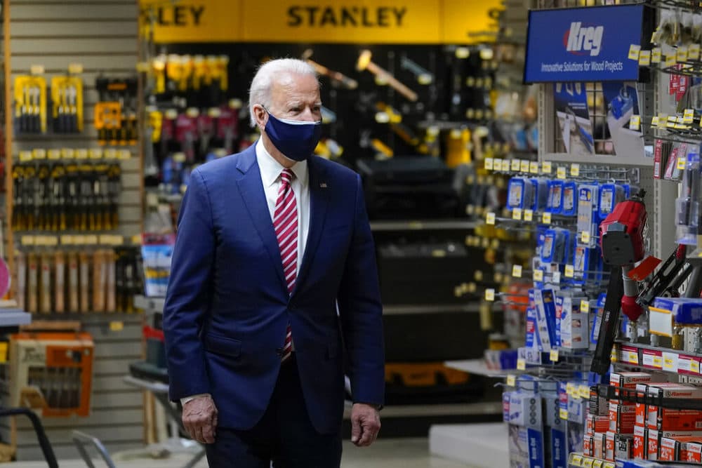 President Joe Biden visits W.S. Jenks &amp; Son hardware store, a small business that received a Paycheck Protection Program loan, Tuesday, March 9, 2021, in Washington. (AP Photo/Patrick Semansky)