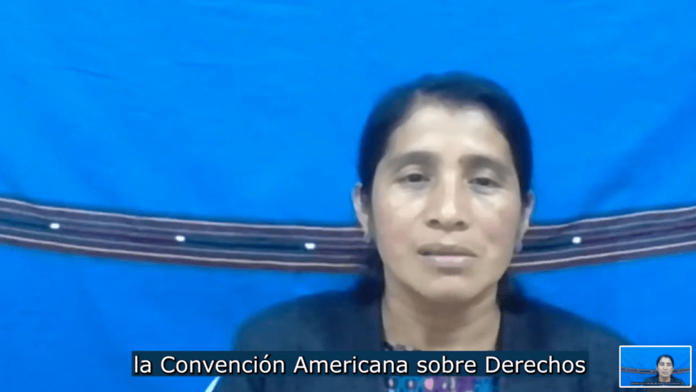 Maria Pedro de Pedro, of Santa Eulalia, Guatemala, testified before the Inter-American Court of Human Rights.