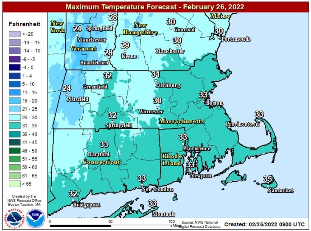 It will be cold on Saturday with highs just around freezing. (Courtesy NOAA)