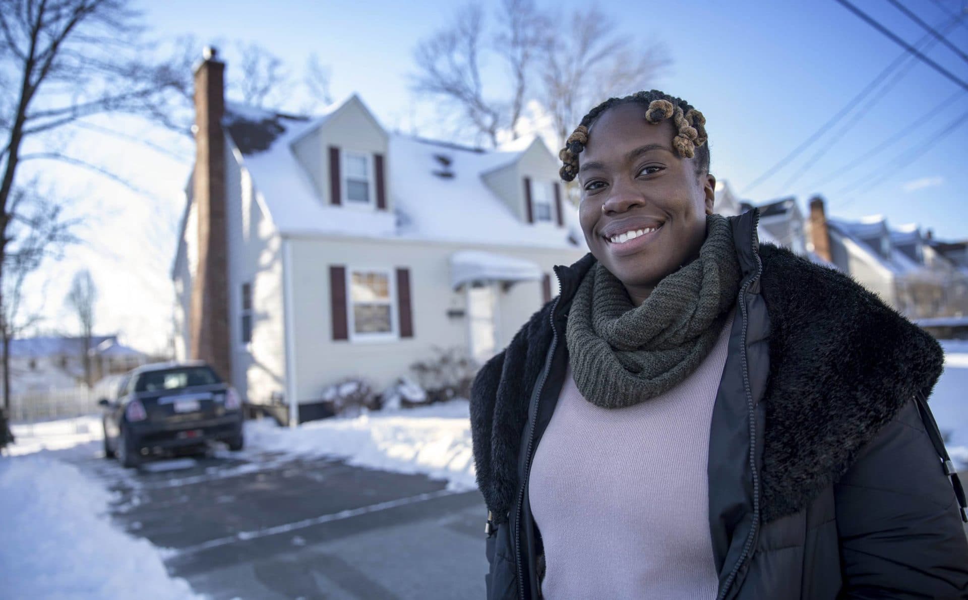 Sabrina Xavier wanted to purchase a home in Boston, but ended up buying this house in Brockton. (Robin Lubbock/WBUR)