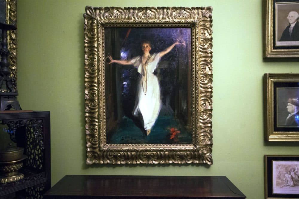 A painting of Isabella Stewart Gardner in Venice, by Anders Zorn hangs in the Short Gallery at the museum. (Jesse Costa/.WBUR)