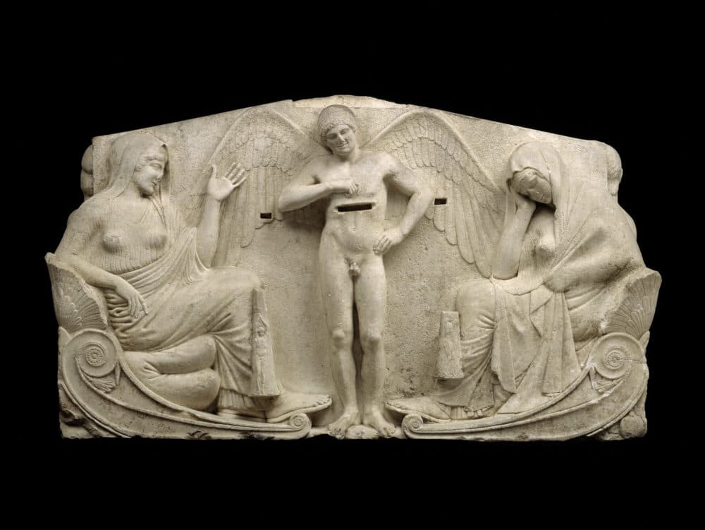 Three-sided relief with a scene of weighing (&quot;the Boston Throne&quot;) about 460 B.C. (Courtesy Museum of Fine Arts, Boston)