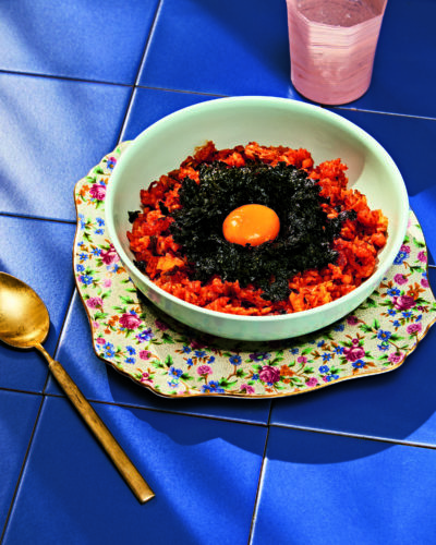 Eric’s Kimchi Fried Rice with Egg Yolk (Jenny Huang)