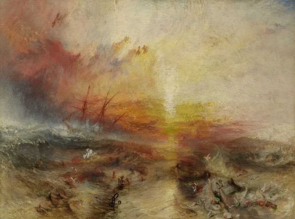J. M. W. Turner, &quot;Slave Ship (Slavers Throwing Overboard the Dead and Dying, Typhoon Coming On)&quot; (detail), 1840. (Courtesy Museum of Fine Arts, Boston)