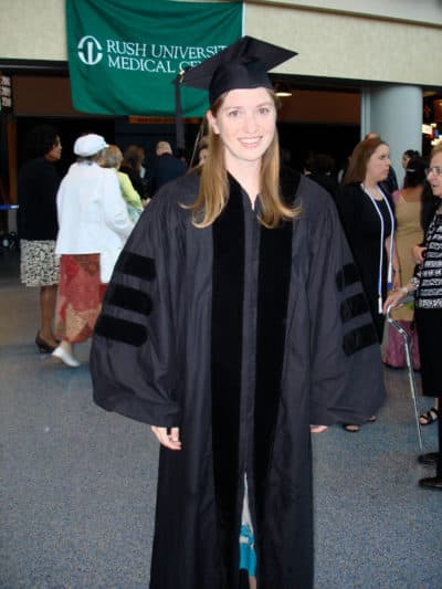 The author pictured at her graduation from medical school. (Courtesy of Caroline Stowell)