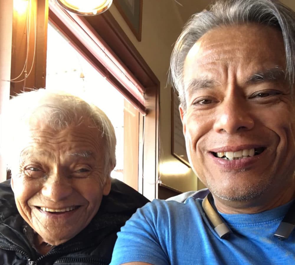Vince Crisostomo snaps a selfie of he and his father, Francsico Crisostomo, a few years before Francisco died of COVID-19 alone in a hospital. (Vince Crisostomo)