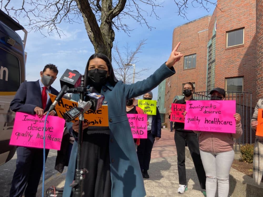 Centro Presente executive director, Patricia Montes, says the East Boston Neighborhood Health Center has delivered substandard care to a number of undocumented immigrants and MassHealth insurance holders. (Shannon Dooling/WBUR)