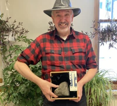 Professor Mark McMenamin with the fossil (Courtesy of guest)