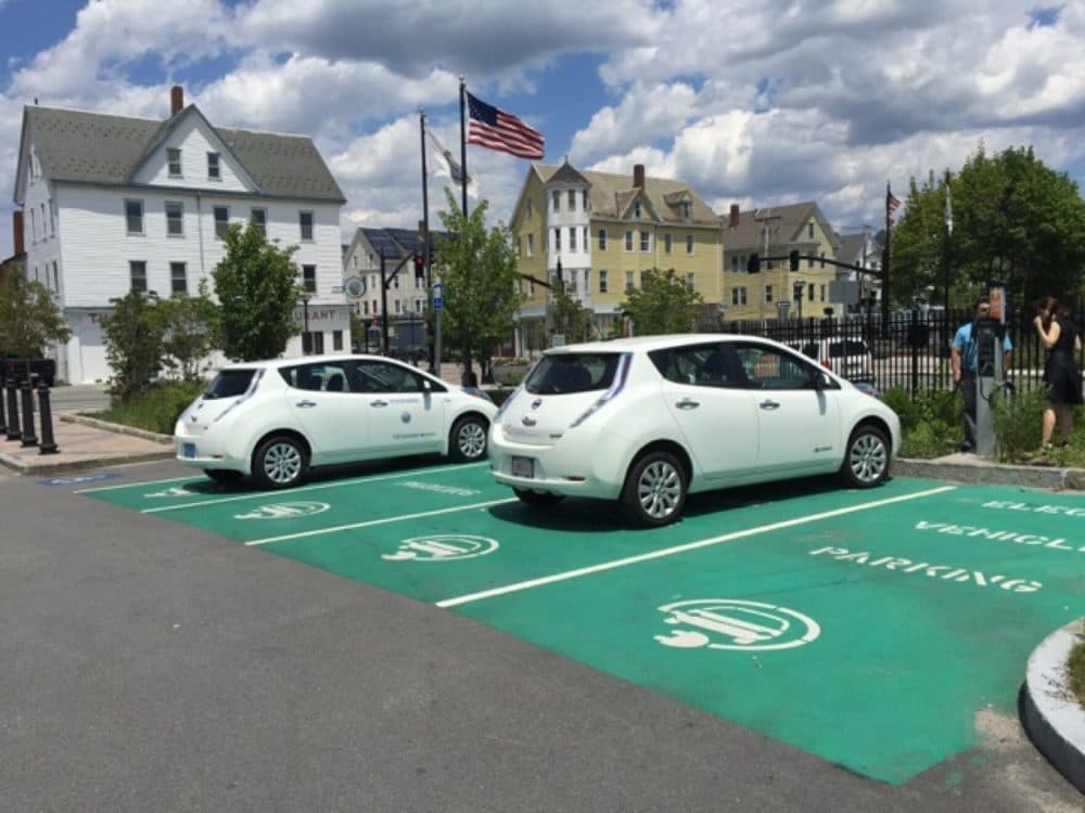 An electric vehicle charging station installed by the city of New Bedford, Massachusetts. (Courtesy Massachusetts Department Of Environmental Protection)