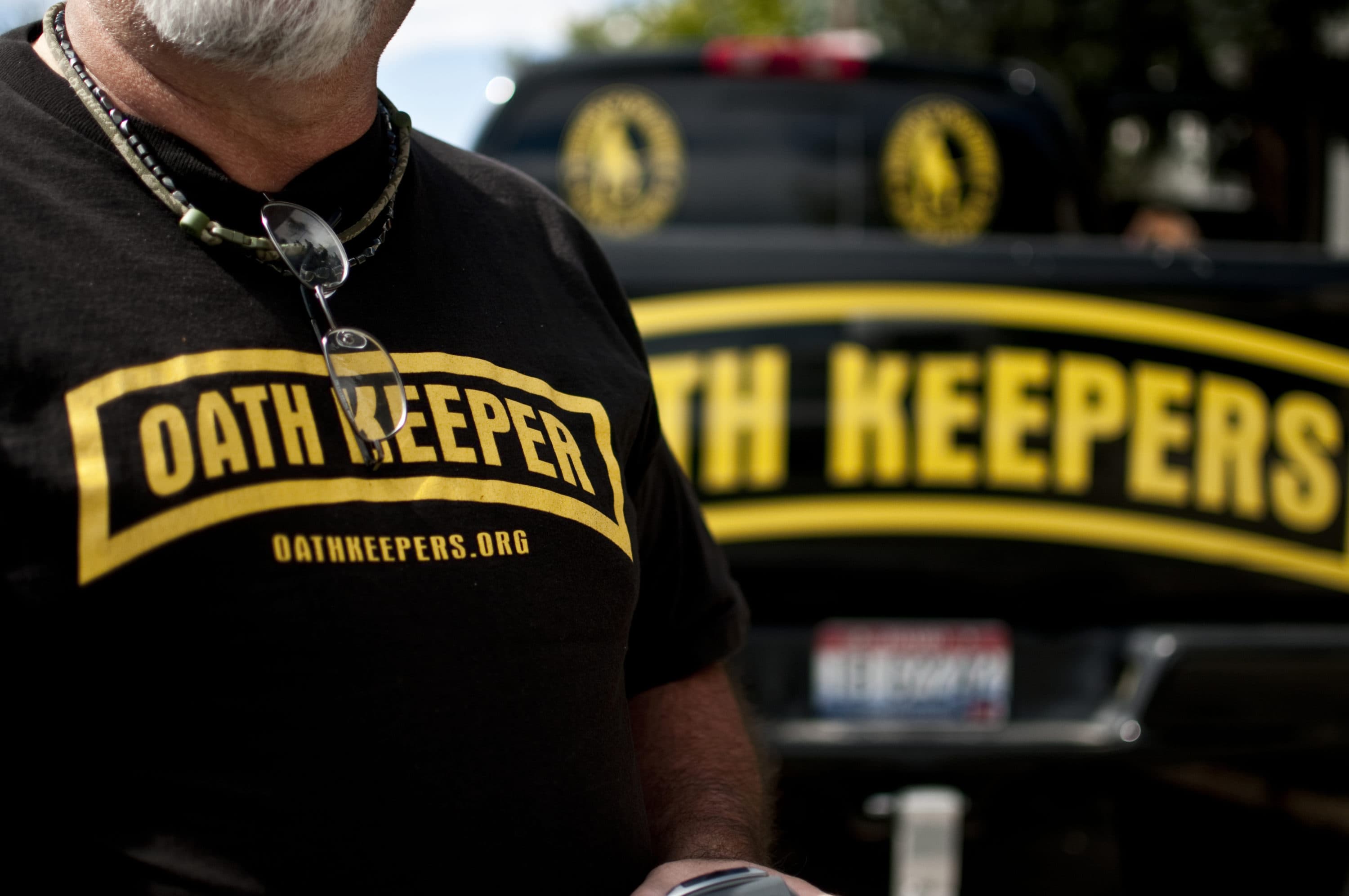 The "Oath Keepers" are a national, ultra-rightwing group comprised of former and active military, police and public safety personnel who have taken an oath to "uphold the Constitution" and to refuse to follow orders that they decide are unconstitutional. (William Campbell/Corbis via Getty Images)