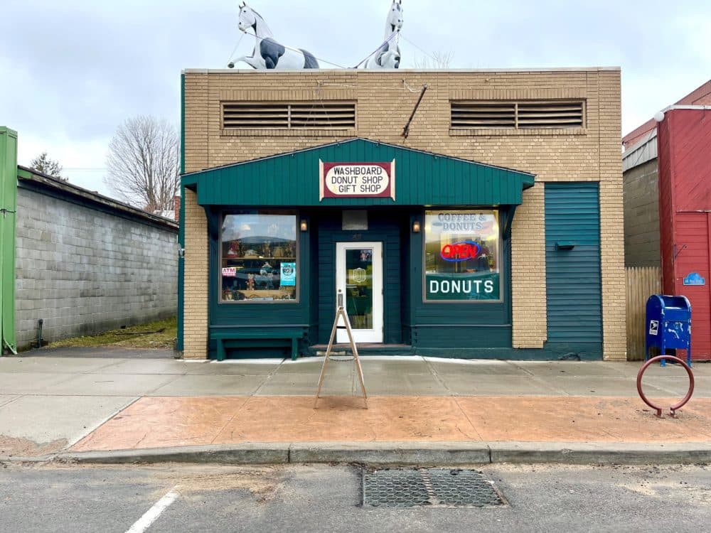 The Washboard Donut Shoppe is a destination for locals and tourist alike in downtown Tupper Lake. (Emily Russell/NCPR)