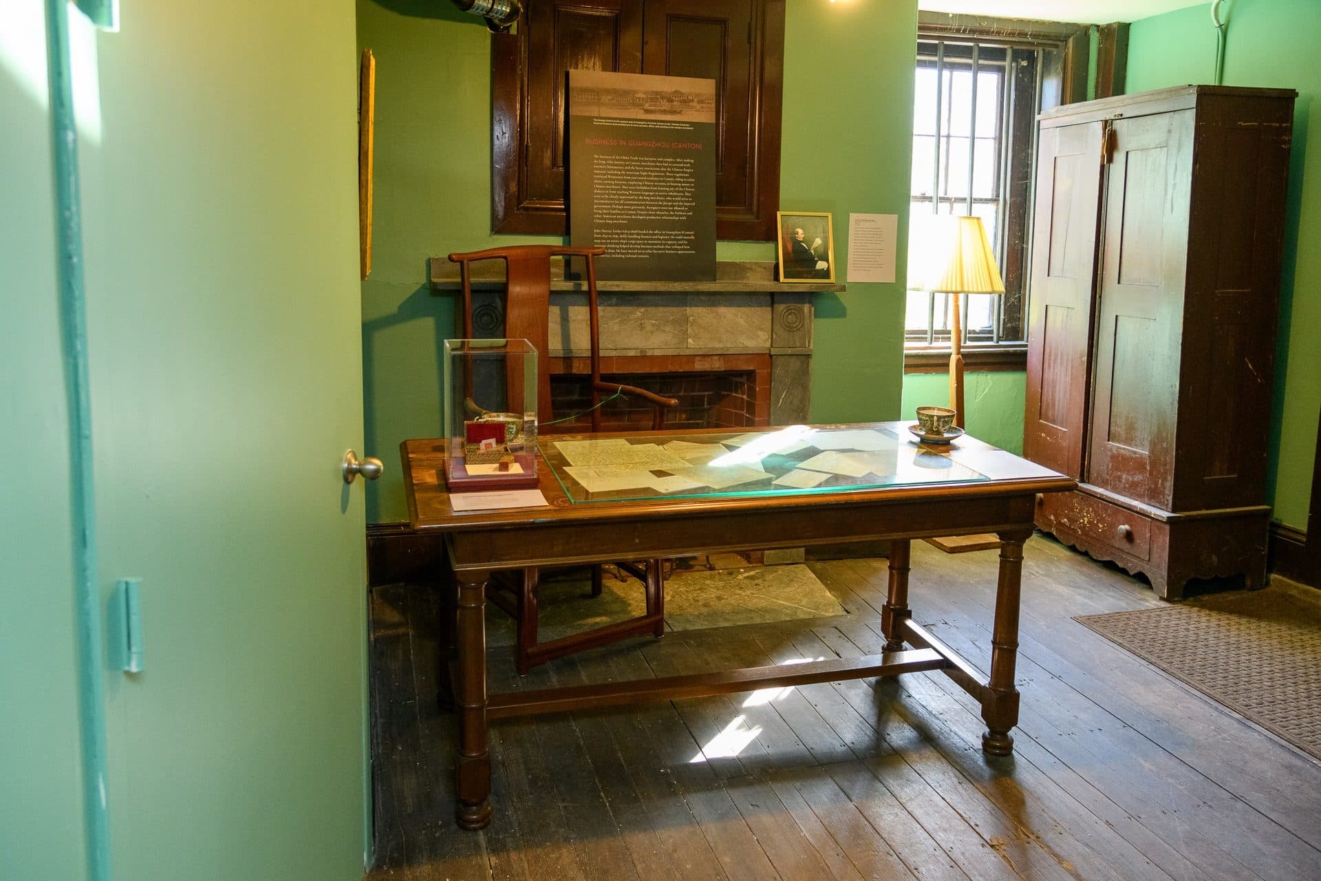 Forbes family members worked at the largest American trading house in China until 1891. On the desk are displayed ledgers detailing transactions in silk and opium. (Courtesy Ellen Rogers Photography)