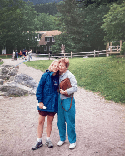 The author and her mother in 2002 outside of Pinkham Notch Visitor Center in Gorham, New Hampshire. (Courtesy Kate Peltz)