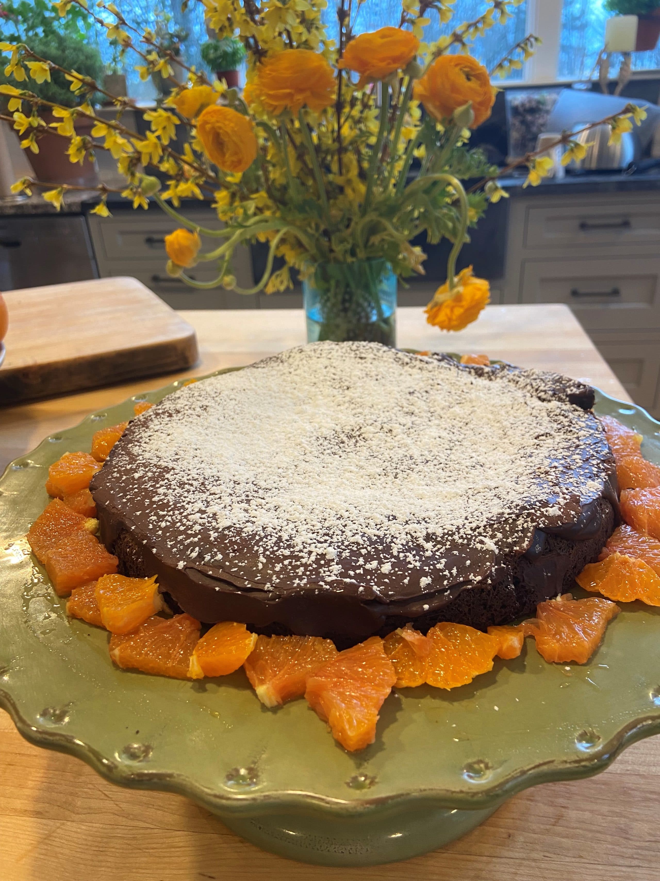 Flourless chocolate and orange cake. (Kathy Gunst)
