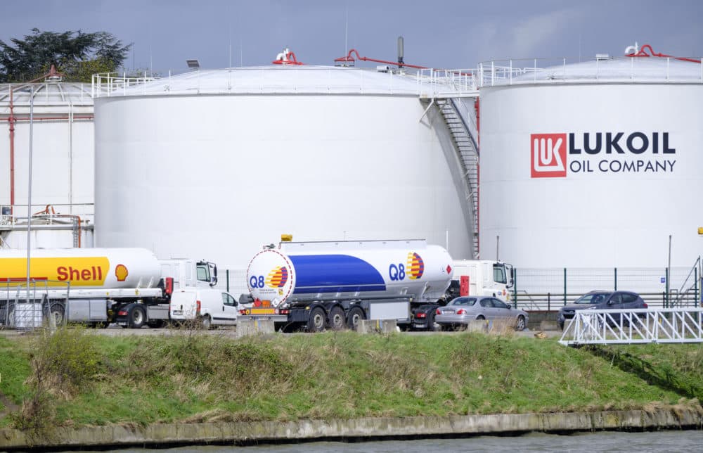 The Russian multinational energy corporation Lukoil depot of Neder-Over-Heembeek is seen on April 7 in Brussels, Belgium.(Thierry Monasse/Getty Images)