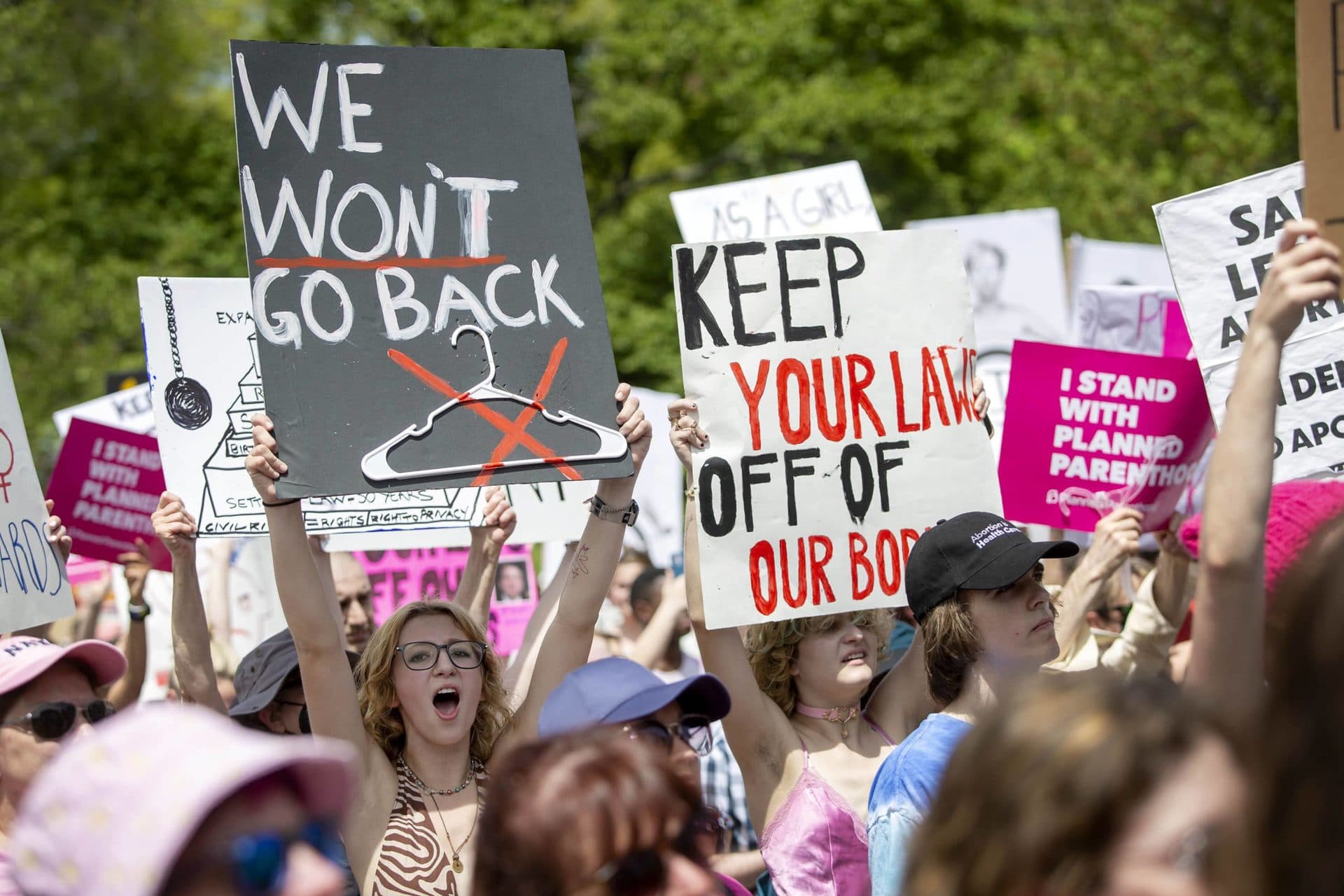 A protester holds up a 