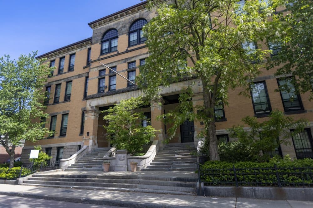 One of Pine Street Inn's permanent supportive housing buildings, in a former school in Jamaica Plain. (Jesse Costa/WBUR)