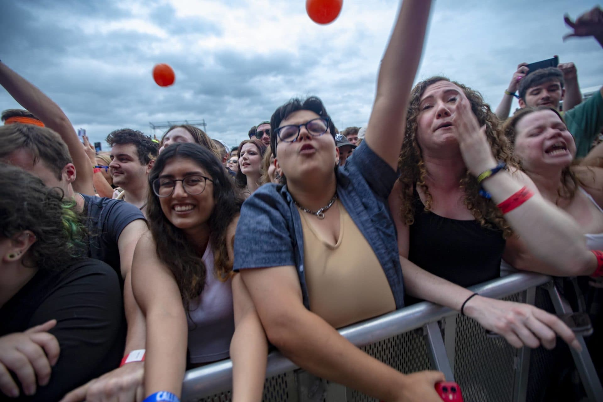 Avril Lavigne fans get excited during her performance at the Boston Calling Music Festival. (Jesse Costa/WBUR)