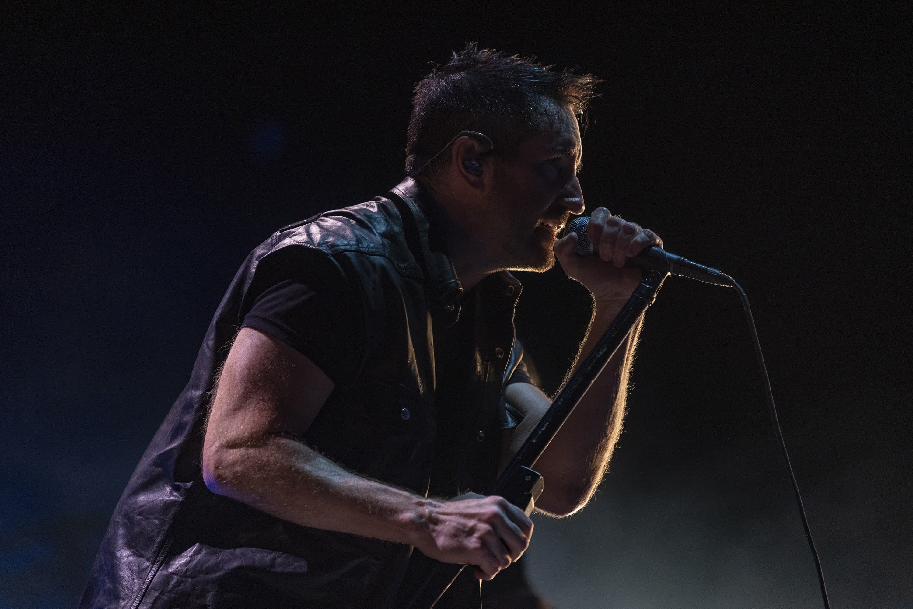 Trent Reznor of Nine Inch Nails performs at the Boston Calling Music Festival. (Jesse Costa/WBUR)