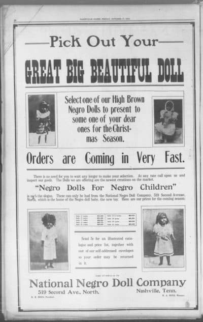 An ad for the National Negro Doll Company, 1913. (Courtesy)