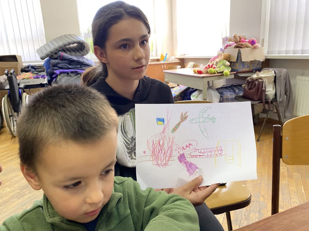 Ukrainian children process the trauma of war through drawing pictures of their experiences. (Courtesy)