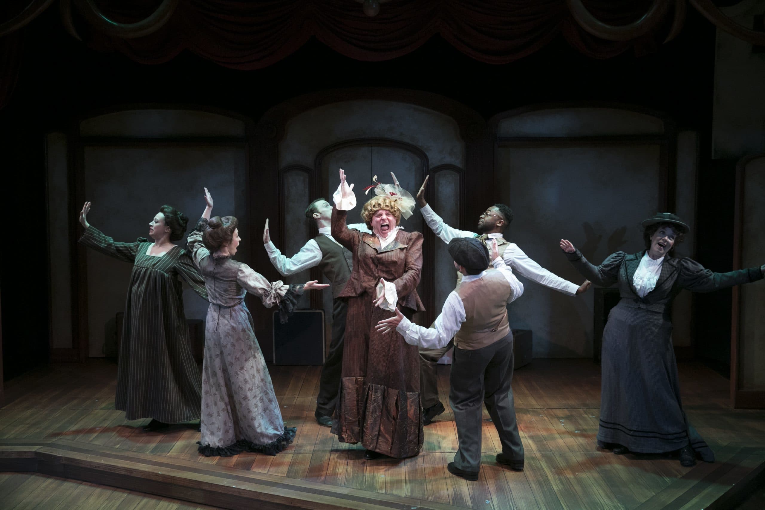 Neil A. Casey (center) and the cast of "A Gentleman's Guide to Love and Murder." (Courtesy Mark S. Howard)