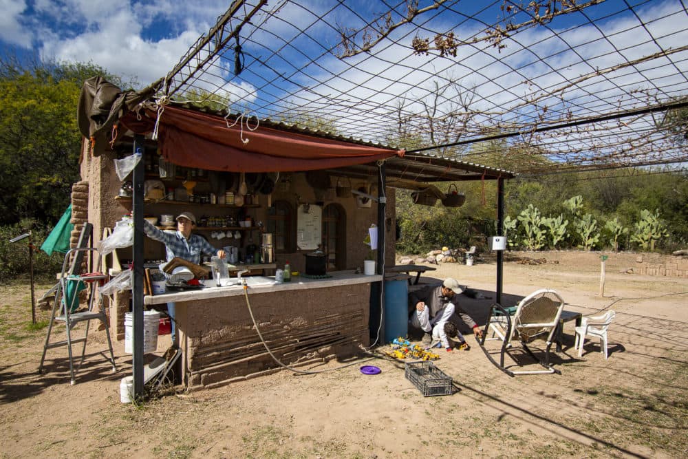 he outdoor, covered kitchen at Los Paredones offers great views while preparing meals. (Murphy Woodhouse/KJZZ)