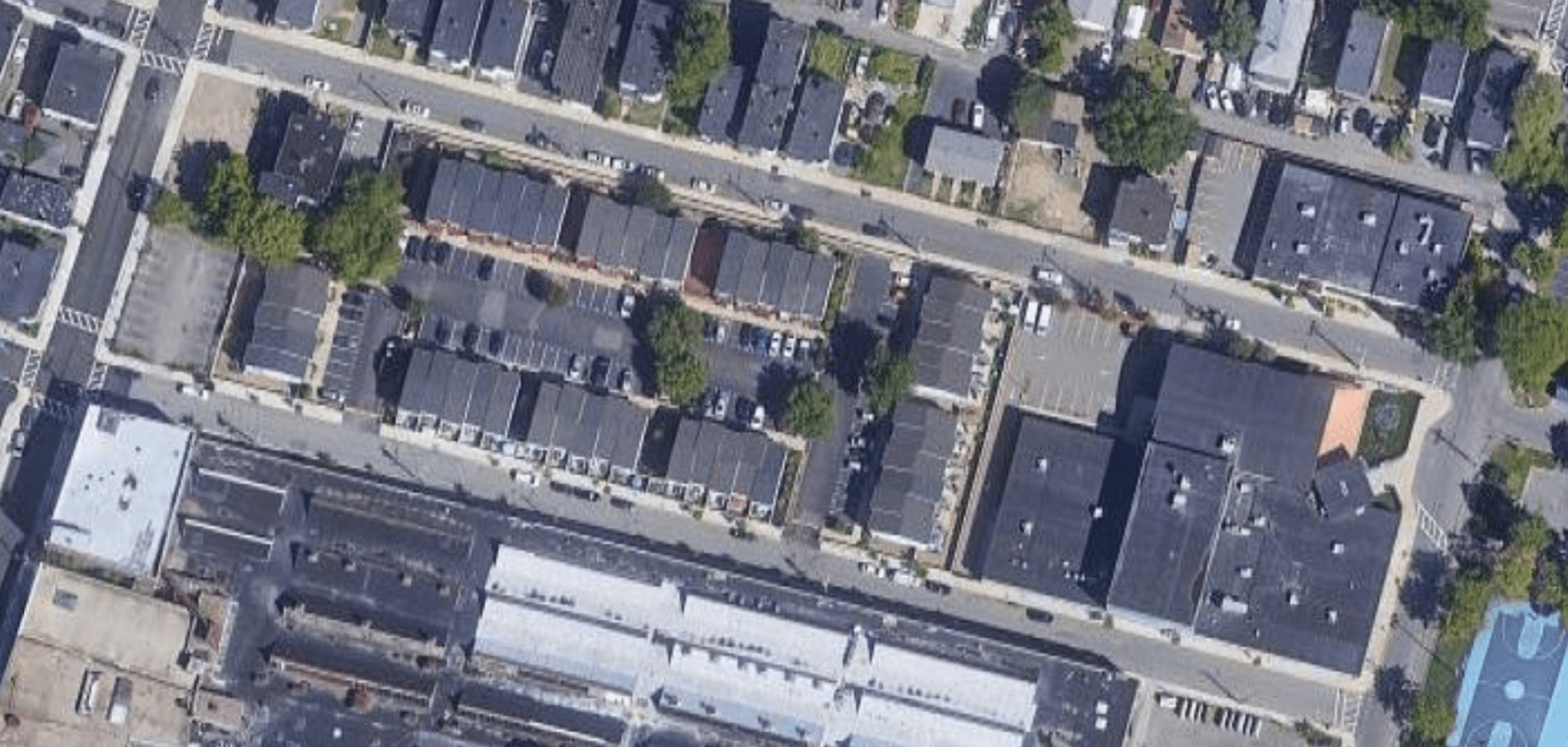 Arial view of the city block in Chelsea chosen for the Cool Block pilot project. (Screenshot via Google Maps)