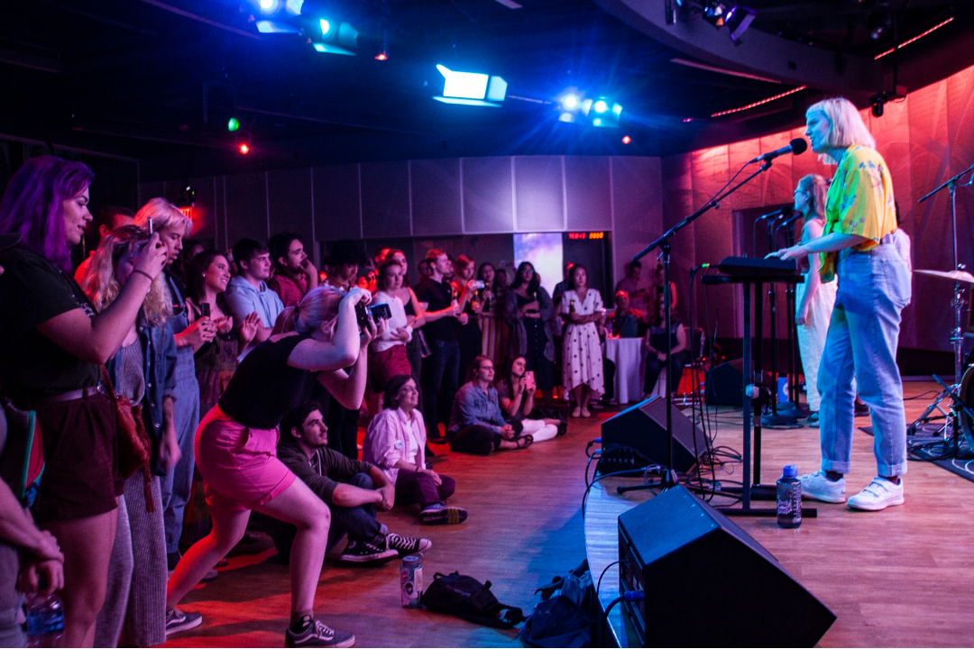Frances Forever performing at CitySpace. (OJ Slaughter/WBUR)