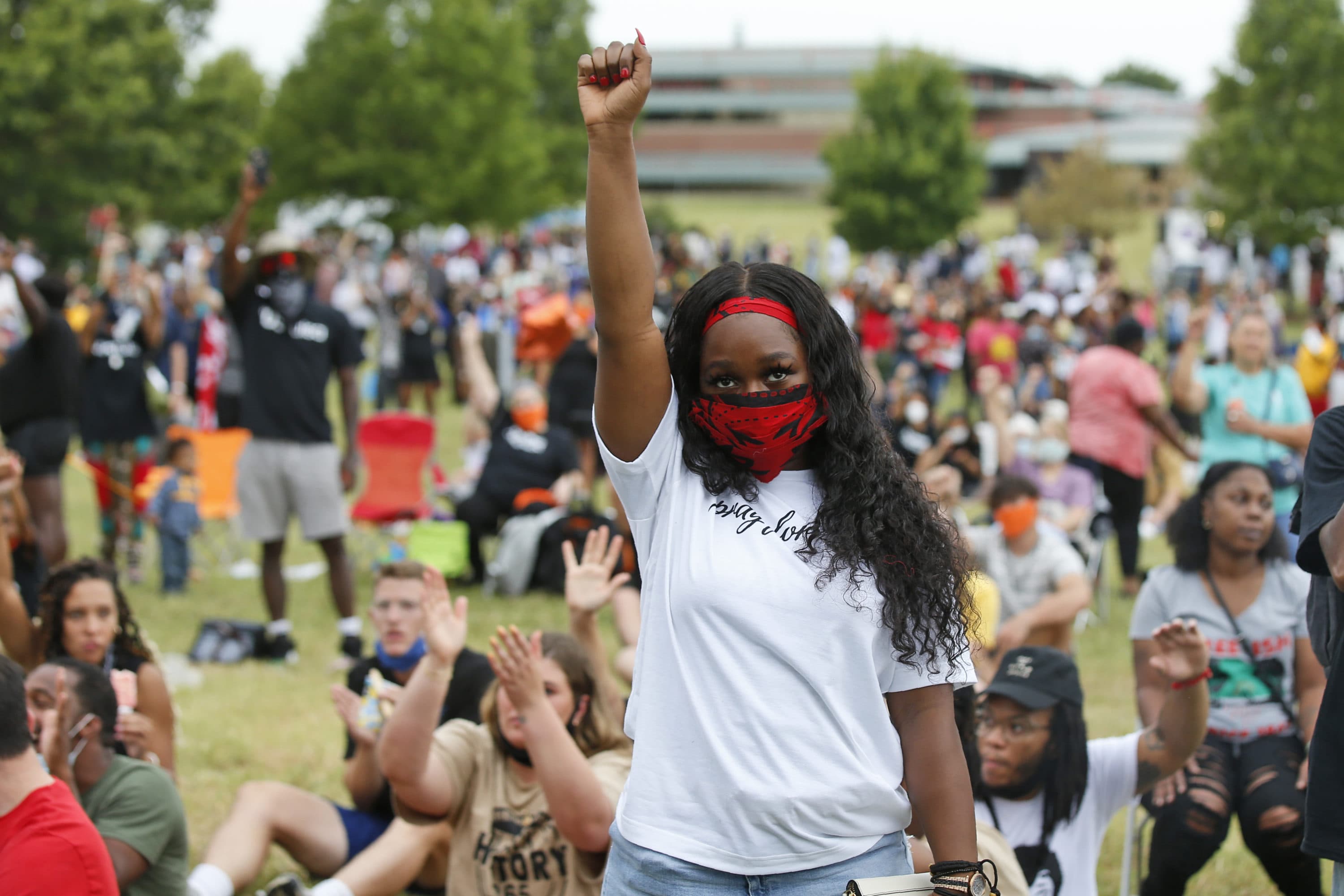 People listen to speakers in Tulsa, Okla., Friday, June 19, 2020, during a rally to mark Juneteenth (Sue Ogrocki/AP)