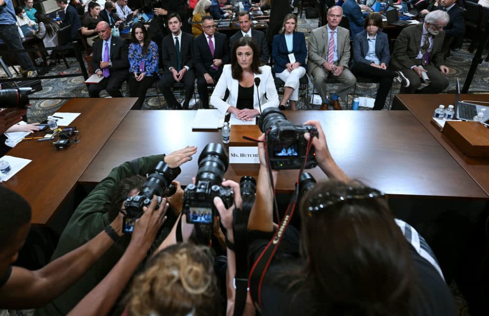 Cassidy Hutchinson, a top former aide to Trump White House Chief of Staff Mark Meadows, takes her seat following a break as she testifies during the sixth hearing by the House Select Committee to Investigate the January 6th Attack on the U.S. Capitol in the Cannon House Office Building on June 28, 2022 in Washington, D.C. (Brandon Bell/Getty Images)