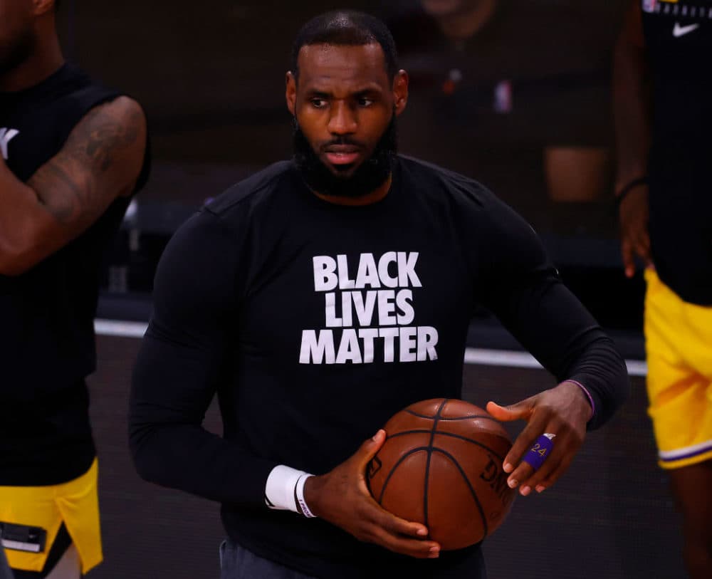 LeBron James #23 of the Los Angeles Lakers warms up before the game against the Portland Trail Blazers in Game Five of the Western Conference First Round during the 2020 NBA Playoffs at AdventHealth Arena at ESPN Wide World Of Sports Complex on August 29, 2020 in Lake Buena Vista, Florida. (Kevin C. Cox/Getty Images)