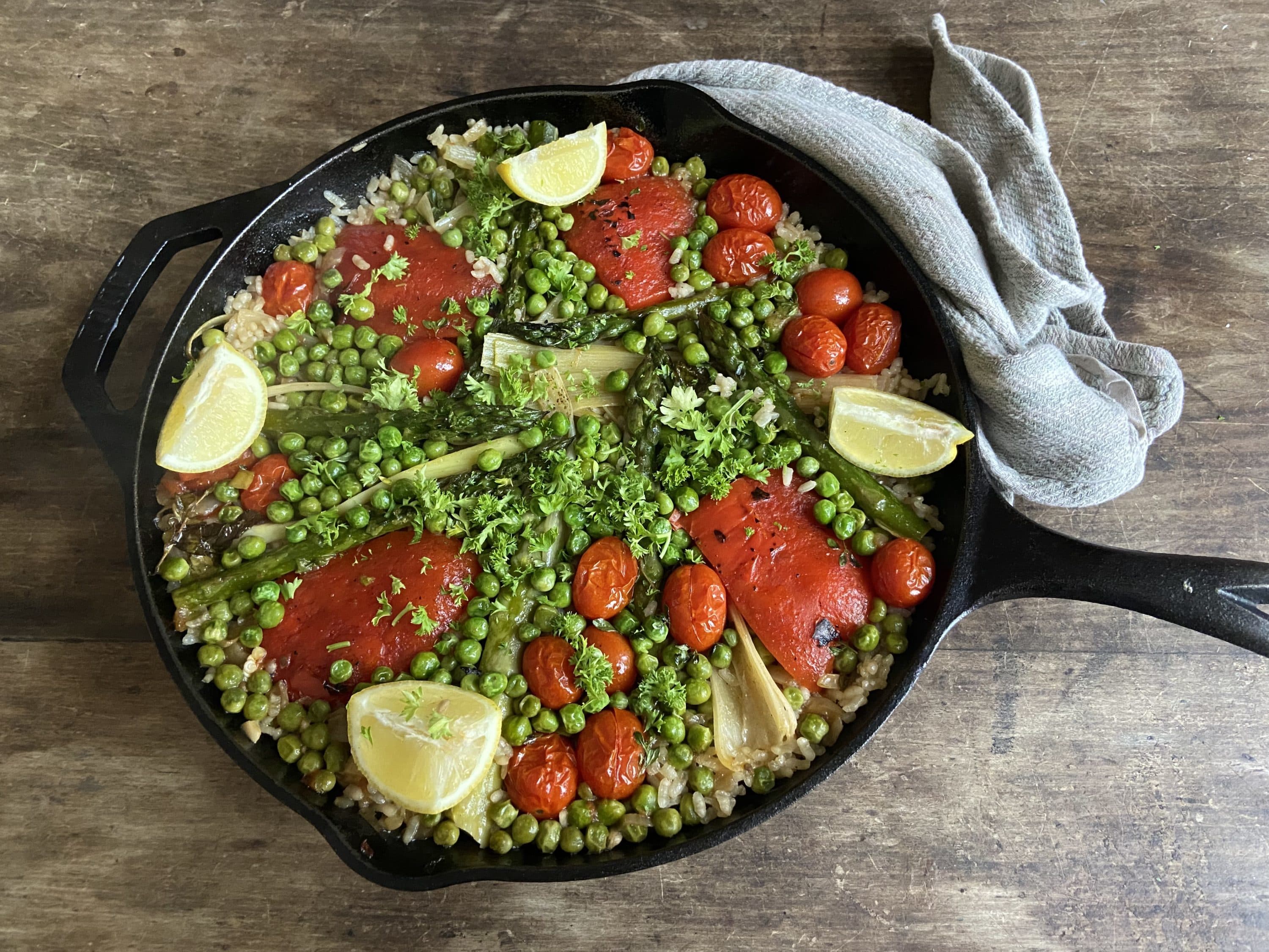 Vegetable paella. (Kathy Gunst/Here &amp; Now)