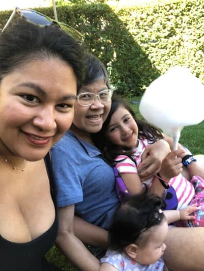 The Segran women -- from left, Elizabeth, Grace, Lily and Ella -- at a church park party, June 2022. (Courtesy Grace Segran)