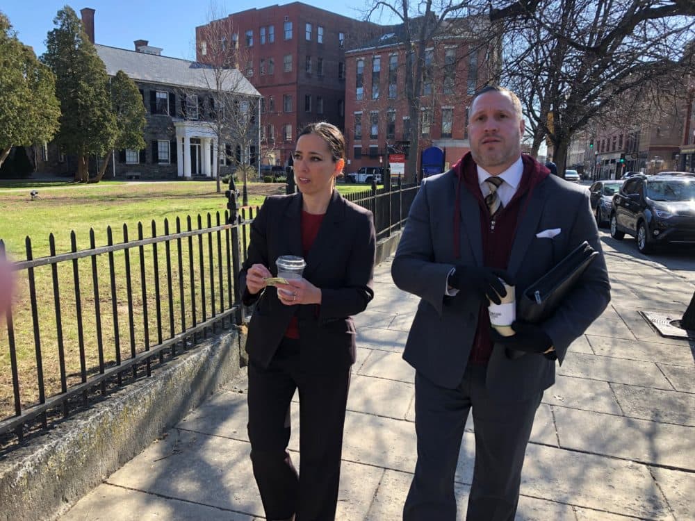 Sonia Chang-Díaz in Lowell, with Joel Boyd, Superintendent of public schools. (Anthony Brooks/WBUR)