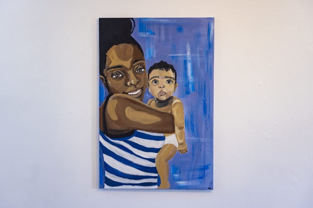 &quot;You and me&quot; depicts the artist, Valerie Imparato, with her then two-month old daughter. (Jesse Costa/WBUR)