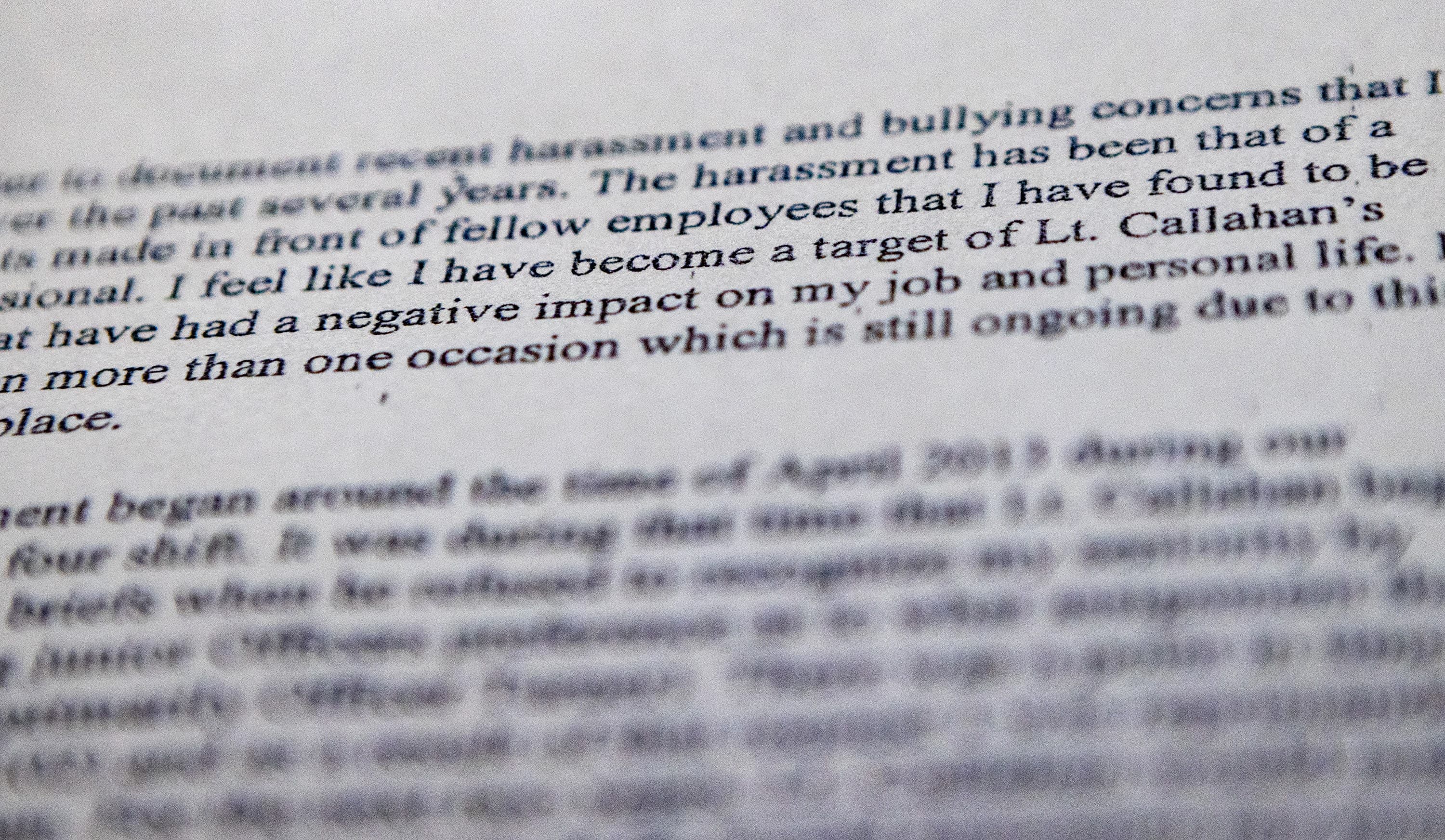 Patrolman Marc Birritteri filed a complaint with then-police chief Joseph Cafarelli, alleging he'd endured "harassment and bullying" by Lt. David Callahan for years. (Jesse Costa/WBUR)