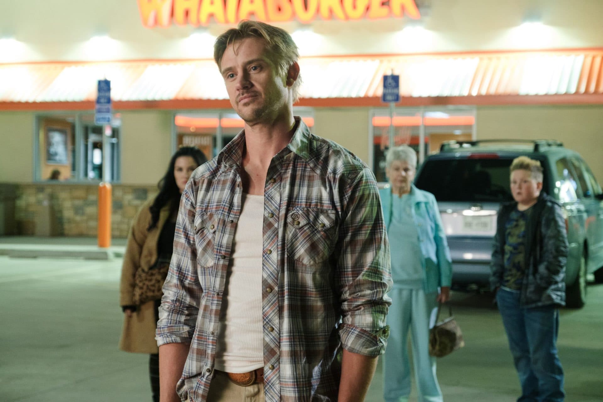 Isabella Amara, Boyd Holbrook, Louanne Stephens and Eli Abrams Bickel in &quot;Vengeance.&quot; (Courtesy Patti Perret/Focus Features)