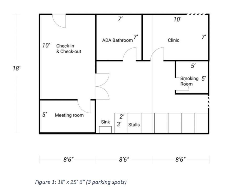 The layout of the trailer across three parking spots. (Screenshot from Somerville's report)