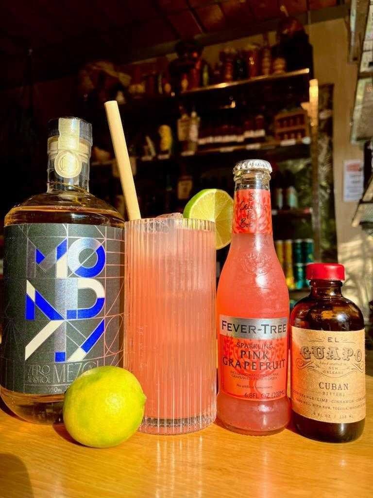 Ingredients for the non-alcoholic Paloma. (Courtesy The Boston Shaker)