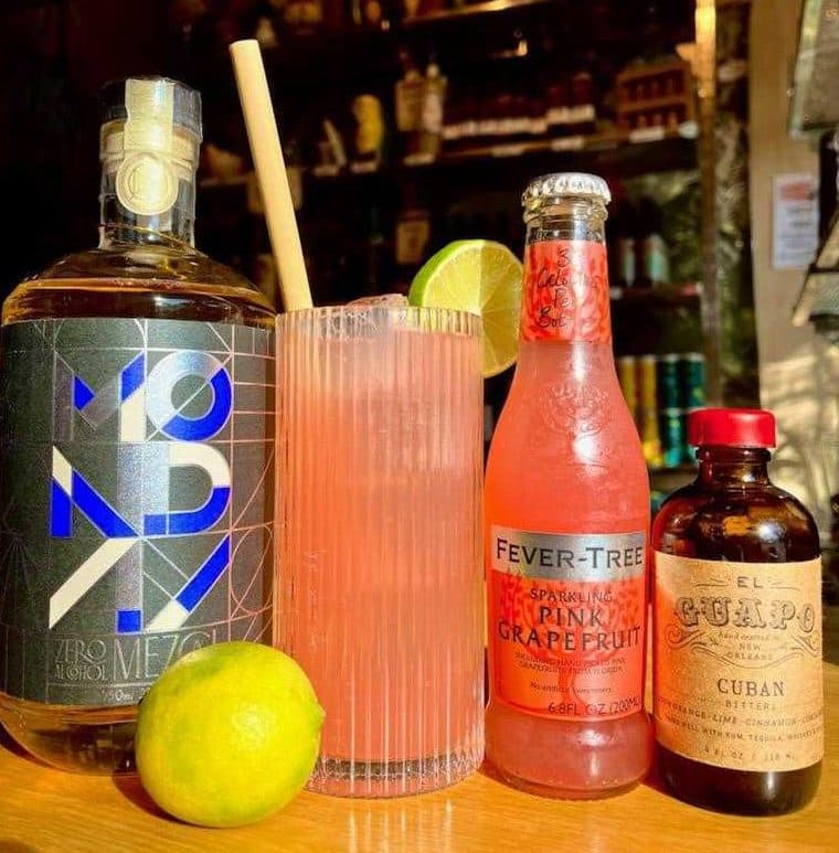 Ingredients for the non-alcoholic Paloma. (Courtesy The Boston Shaker)