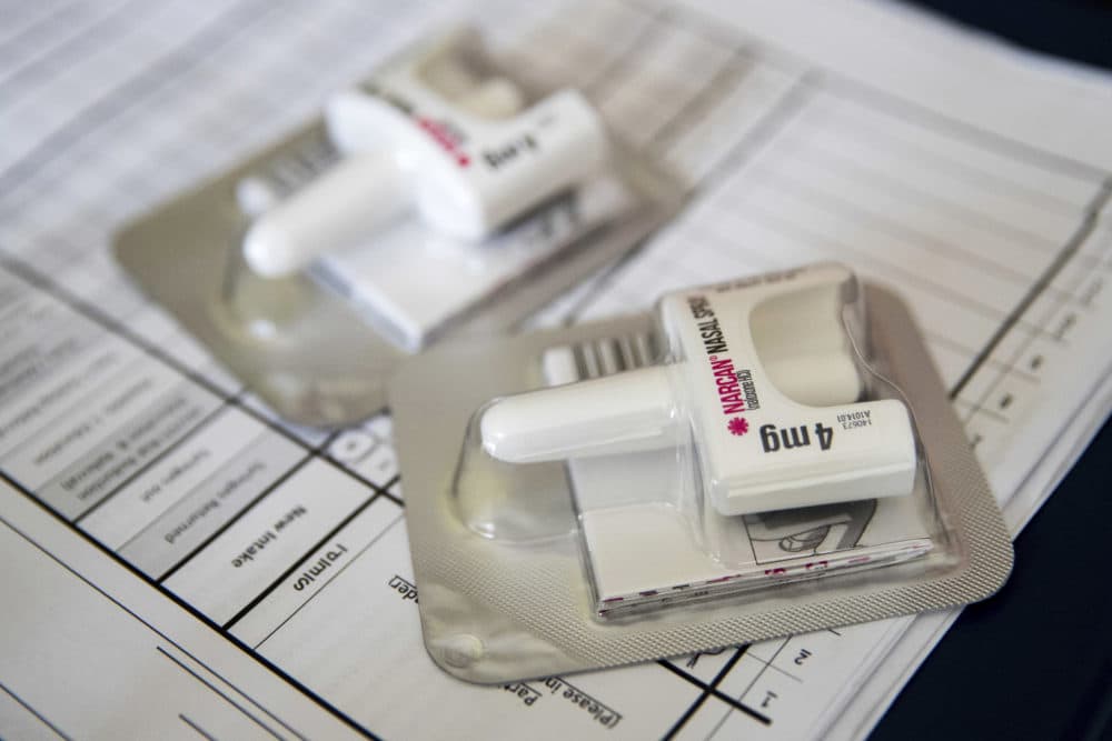 A Narcan nasal device used to administer naloxone. (Mary Altaffer/AP)