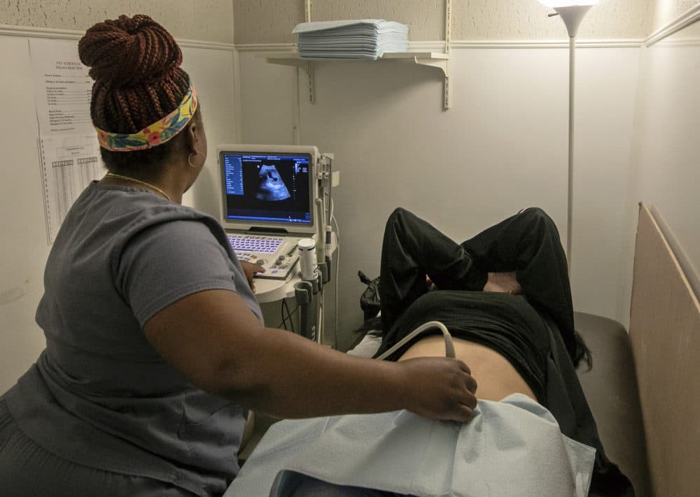 An operating room technician performs an ultrasound on a patient at Hope Medical Group for Women in Shreveport, La., on July 6, 2022. (Ted Jackson/AP)