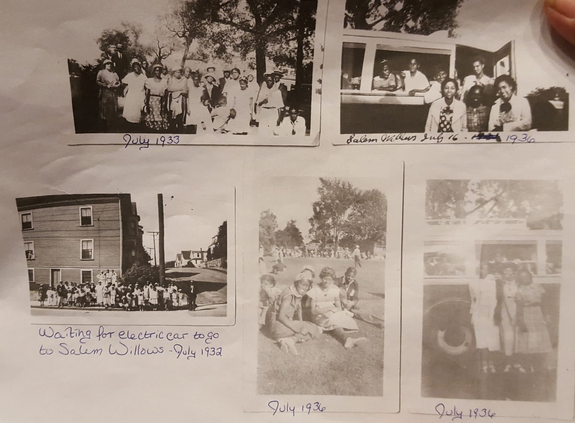 Assorted photos from the 1930s of families attending or preparing to attend Negro Election Day at Salem Willows. (Courtesy Salem United Inc.)
