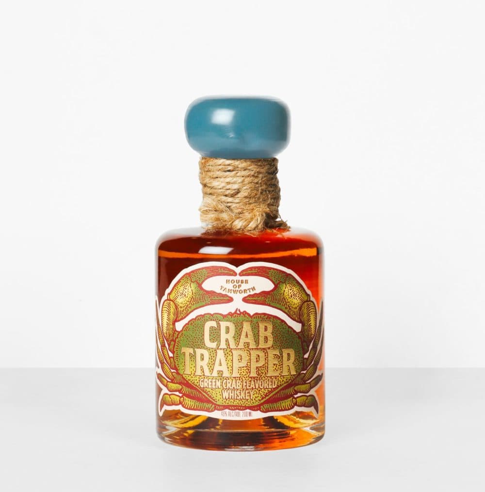 A bottle of Crab Trapper, Tamworth Distilling & Mercantile's green crab-flavored whiskey. (Courtesy Tamworth Distilling & Mercantile)