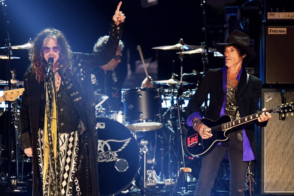 Steven Tyler and Joe Perry of Aerosmith perform onstage during the 62nd Annual GRAMMY Awards at STAPLES Center on January 26, 2020 in Los Angeles, California. (Photo by Kevin Winter/Getty Images for The Recording Academy )