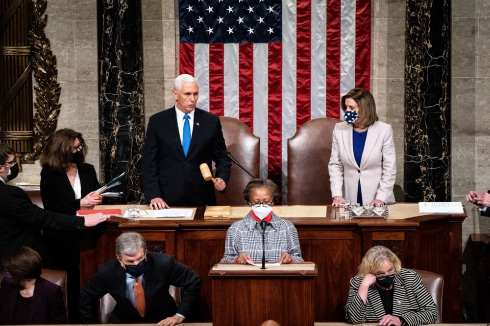 Vice President Mike Pence and Speaker of the House Nancy Pelosi (D-CA) preside over a joint session of Congress on January 6, 2021 in Washington, DC. (Erin Schaff - Pool/Getty Images)