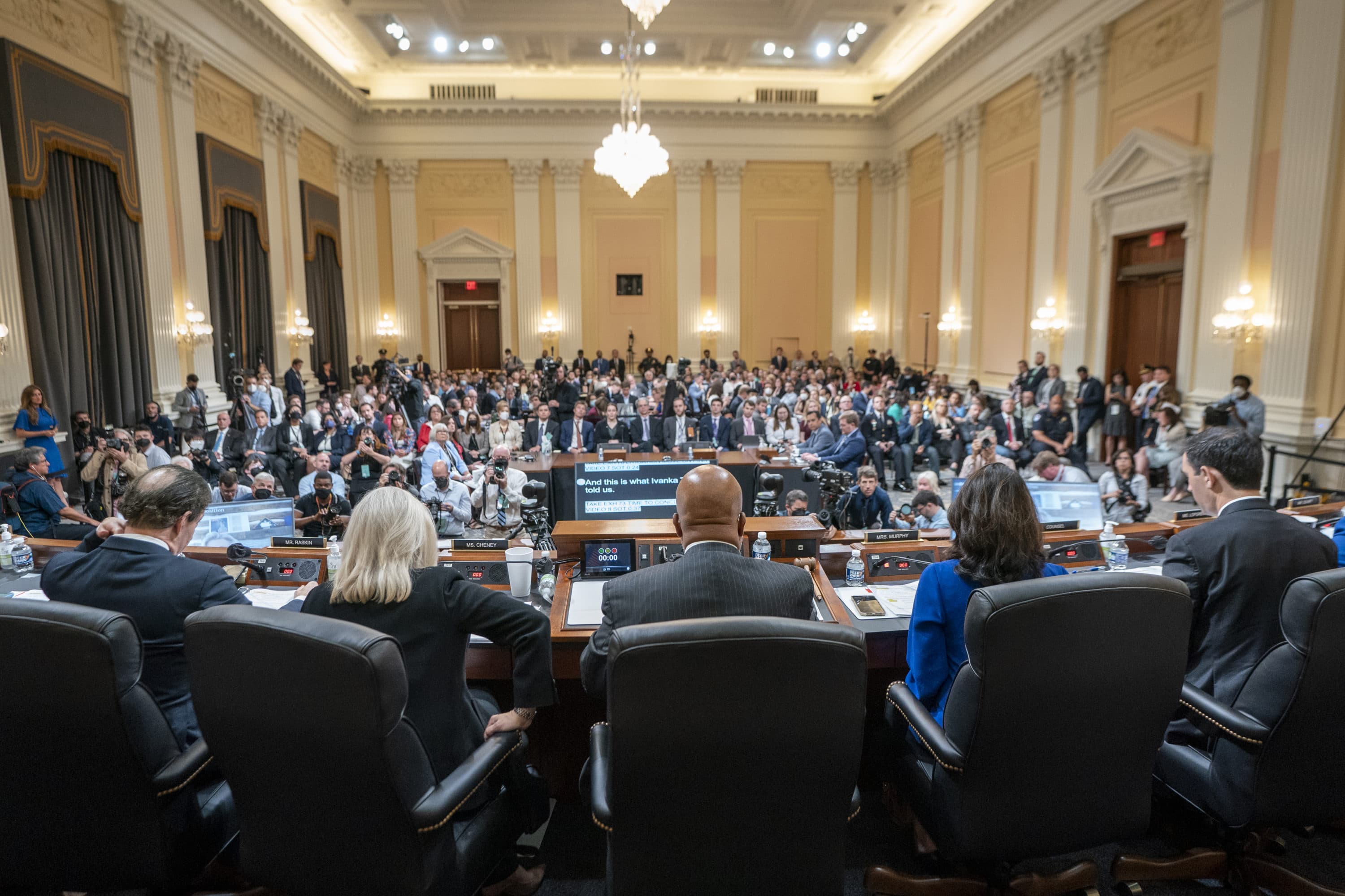 Rep. Stephanie Murphy (D-FL) (2-R) presents evidence during the seventh hearing held by the Select Committee to Investigate the January 6th Attack on the U.S. Capitol on July 12, 2022 in the Cannon House Office Building in Washington, DC. The bipartisan committee, which has been gathering evidence related to the January 6, 2021 attack at the U.S. Capitol for almost a year, is presenting its findings in a series of televised hearings. On January 6, 2021, supporters of President Donald Trump attacked the U.S. Capitol Building in an attempt to disrupt a congressional vote to confirm the electoral college win for Joe Biden. (Shawn Thew-Pool/Getty Images)