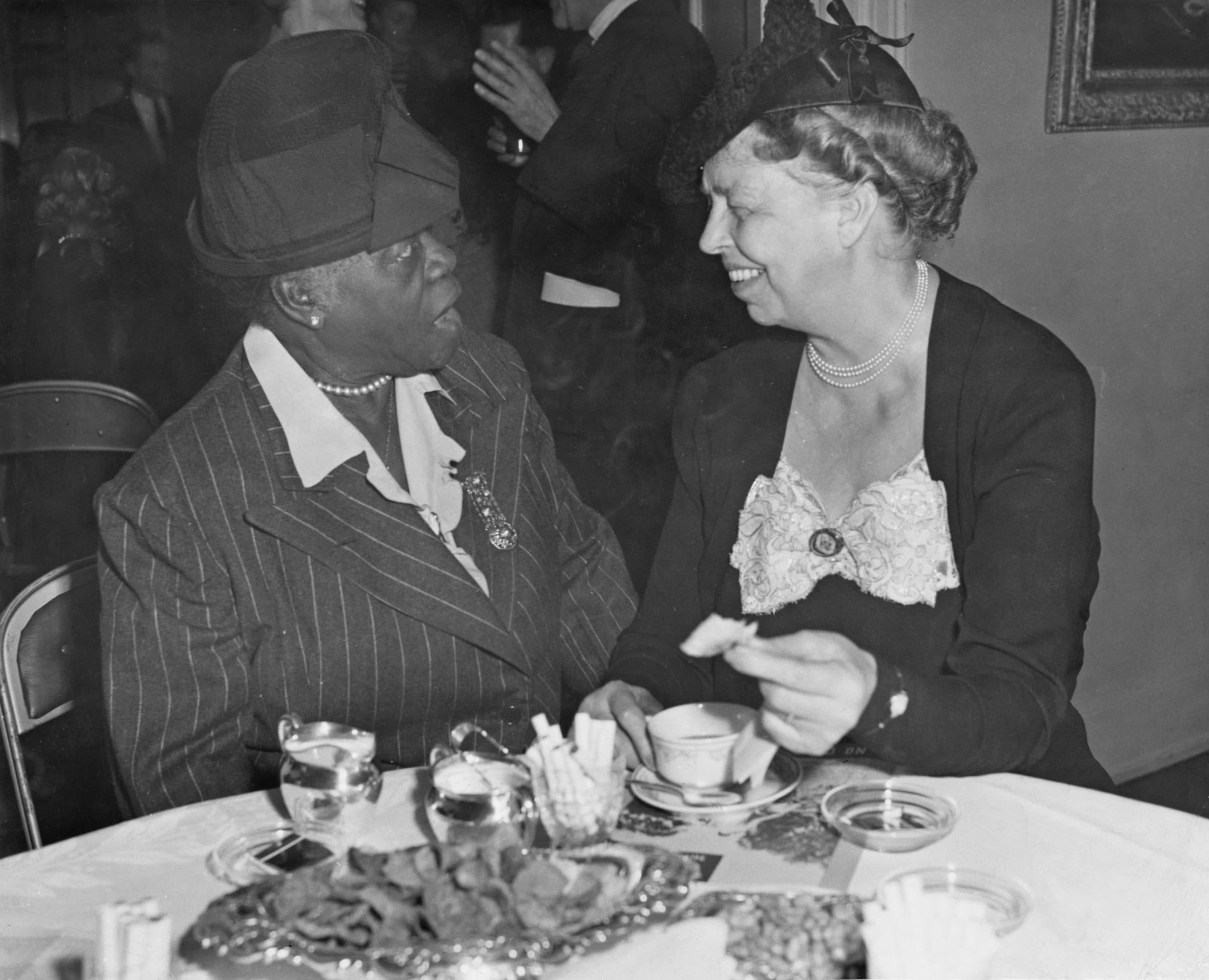 American educator, philanthropist, humanitarian and civil rights activist Mary McLeod Bethune and American political figure, diplomat and activist Eleanor Roosevelt. (Keystone/Hulton Archive/Getty Images)